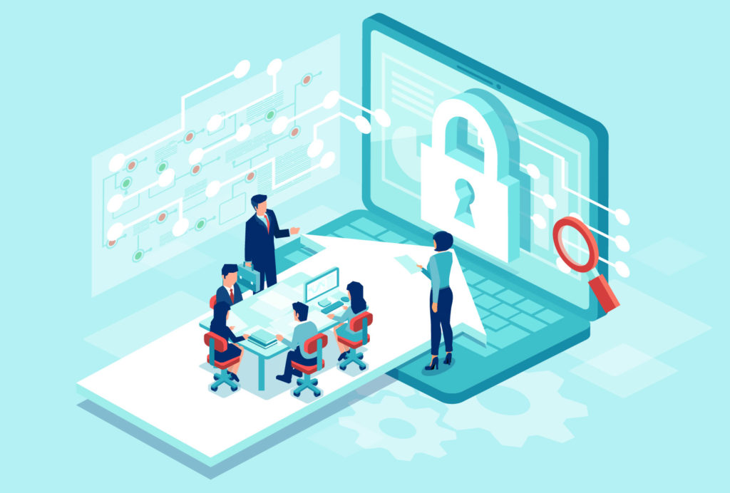 An illustration of a security risk analysis team