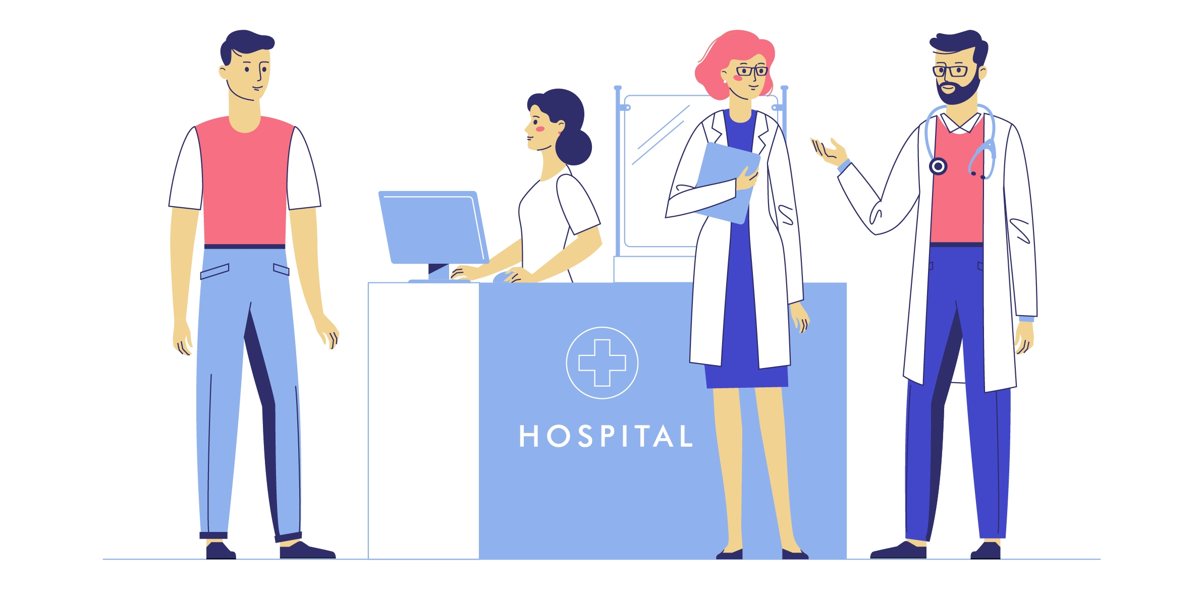 Graphic of hospital reception desk 