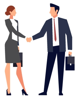 Graphic of businesspeople shaking hands